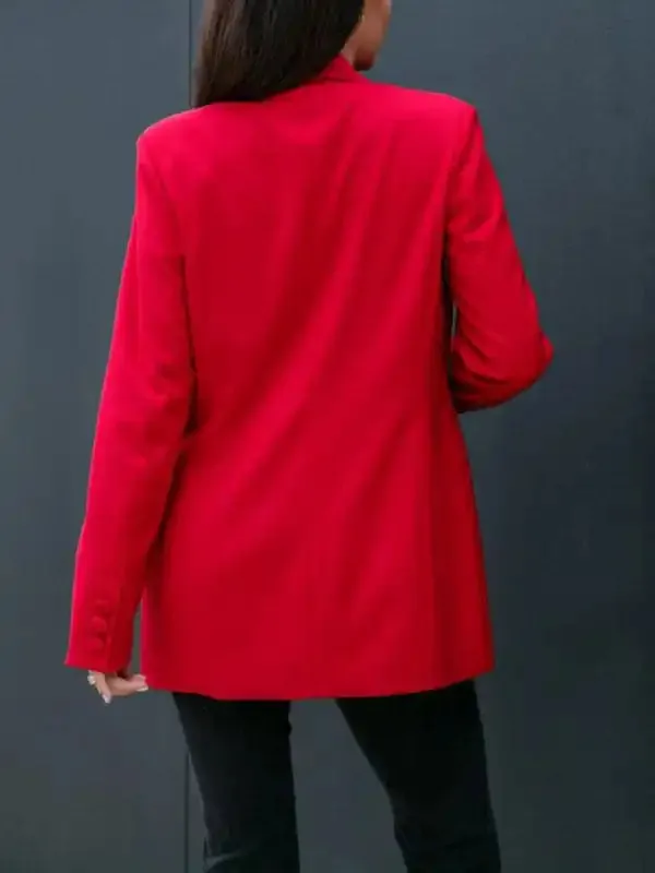Women’s fashion autumn and winter long-sleeved double-breasted suit collar jacket