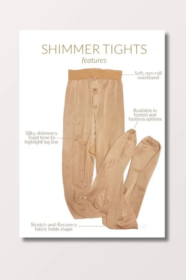Women's Plus Size Footed Shimmer Tights w/ Soft Knit Waistband - Toast