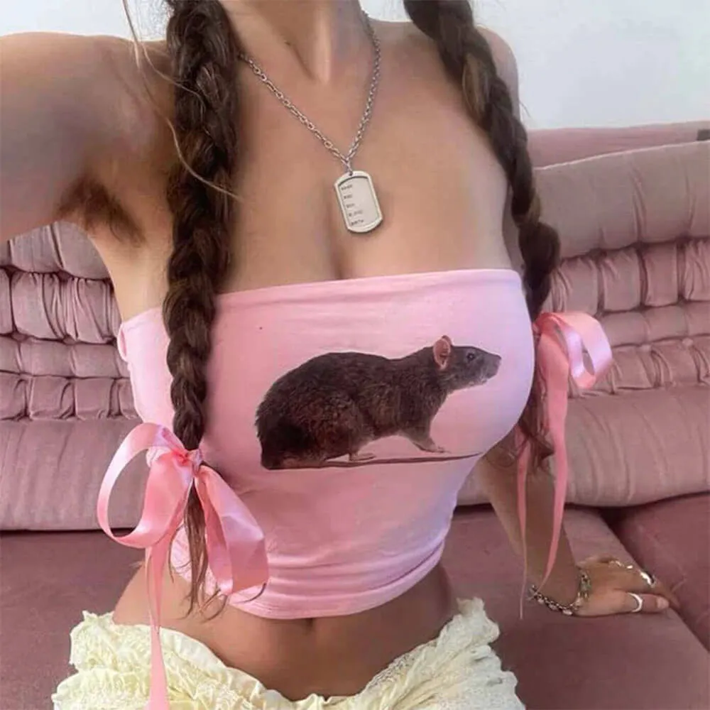 Y2K Rat Pink Tube Top