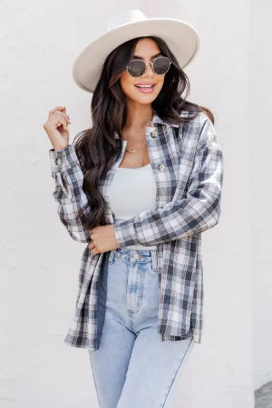You're All Mine Dark Grey Plaid Shacket FINAL SALE You're All Mine Dark Grey Plaid Shacket FINAL SALE