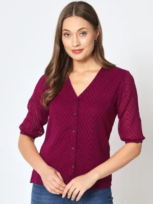 Zig-Zag Pattern V-Neck Top Zig-Zag Pattern V-Neck Top